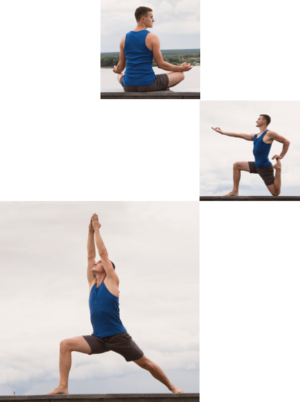 man doing yoga in different ways